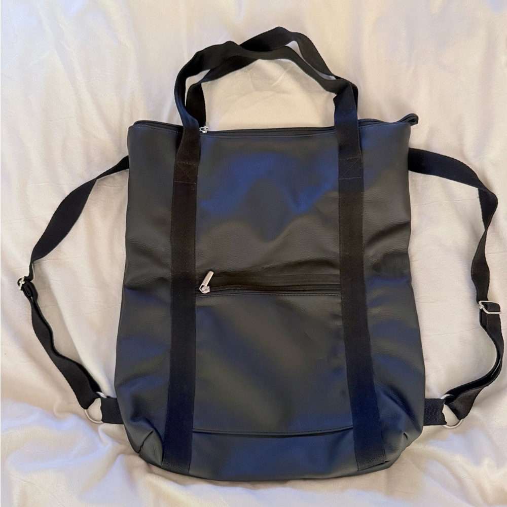 Backpack Shoulder Purse Convertible Tote Vegan Black